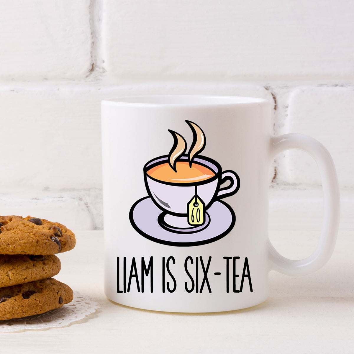 I Am Six-Tea Personalised 60th Birthday Ceramic Mug – Funny Gift for Tea Lovers