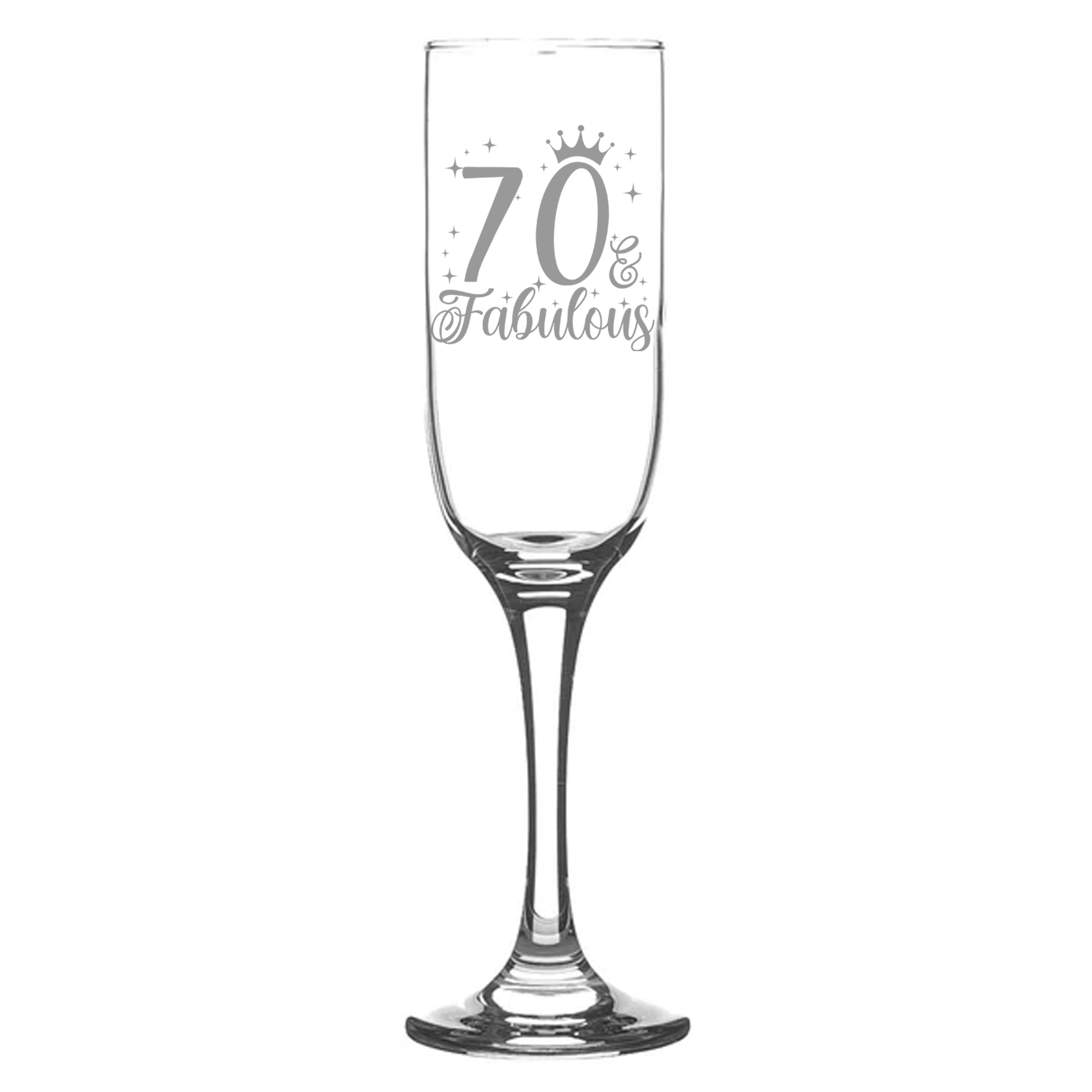 70 & Fabulous Engraved Champagne Glass and/or Coaster Set  - Always Looking Good - Champagne Glass On Its Own  
