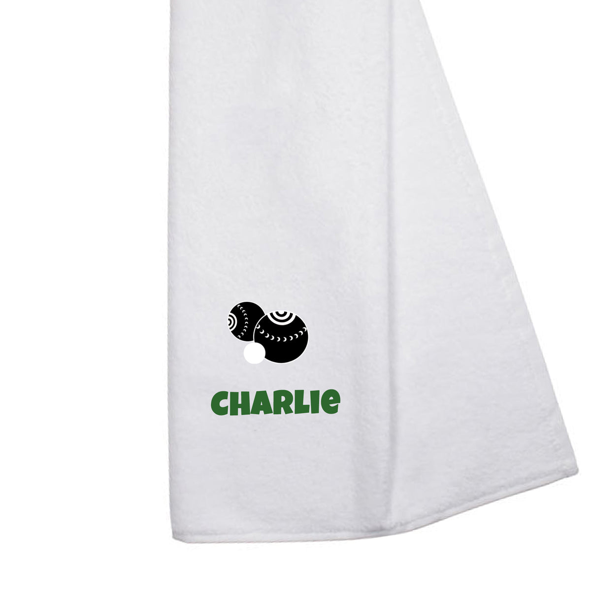 Personalised Lawn Bowls Towel – Tri-Fold with Name & Carabiner Clip