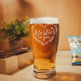 Besties Connected By Heart Engraved Beer Glass and/or Coaster Set  - Always Looking Good -   gift for best friend