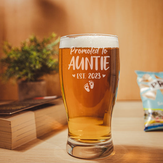 Promoted To Auntie Engraved Pint Glass  - Always Looking Good -   