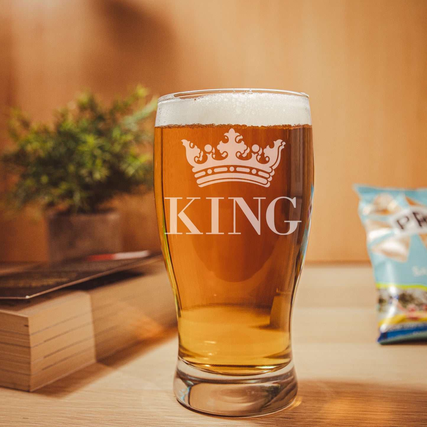 King Engraved Pint Glass  - Always Looking Good -   