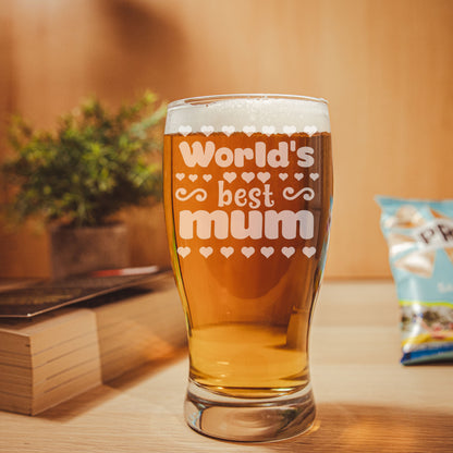 
“Worlds Best Mum” Engraved Beer Glass and/or Coaster Gifts For Mum
  - Always Looking Good -   
