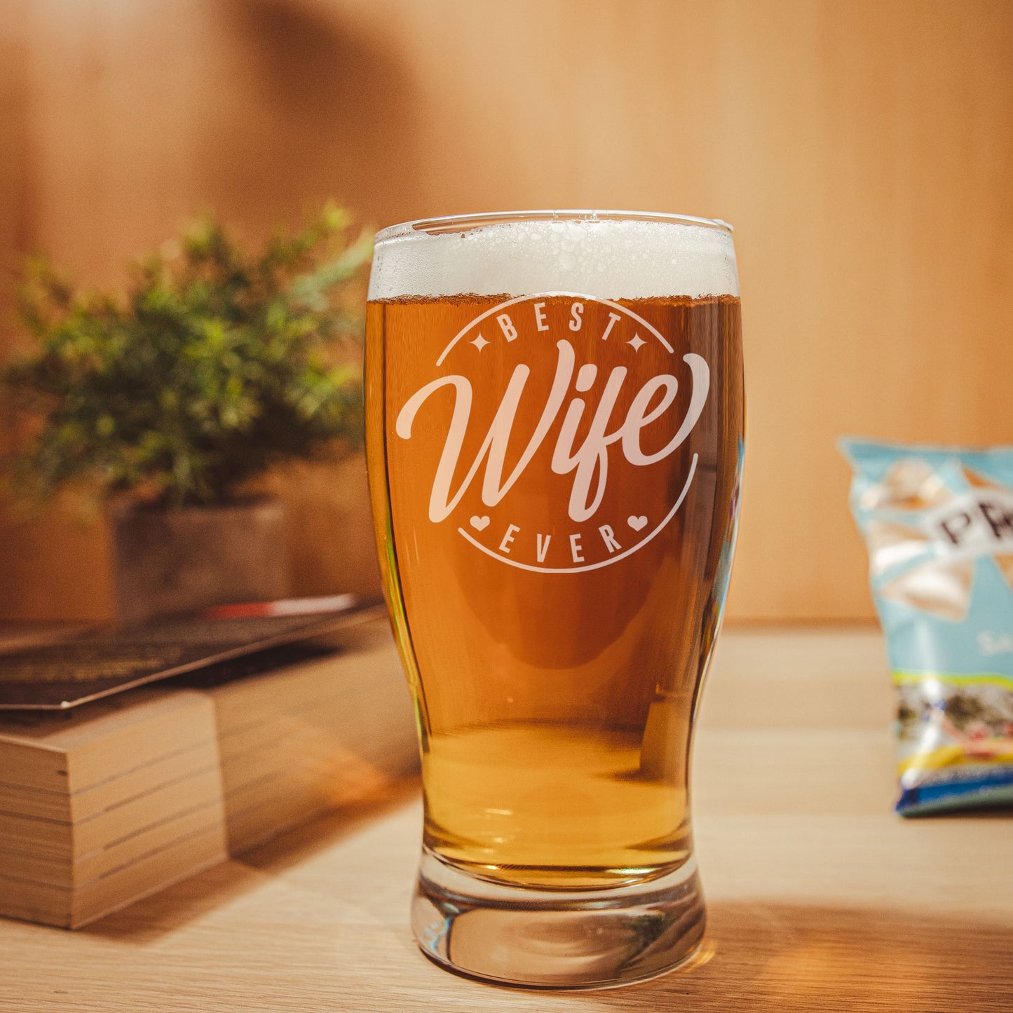 Best Wife Ever Engraved Beer Pint Glass and/or Coaster Set  - Always Looking Good -   