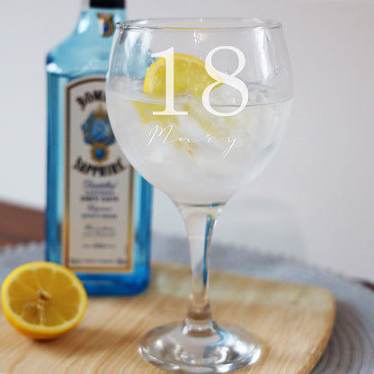 Personalised Engraved Name & Age Gin Glass Gift Set For Birthday Present