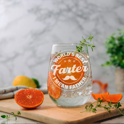 Engraved Best Farter I Mean Father Glass & Coaster Gift for Dad