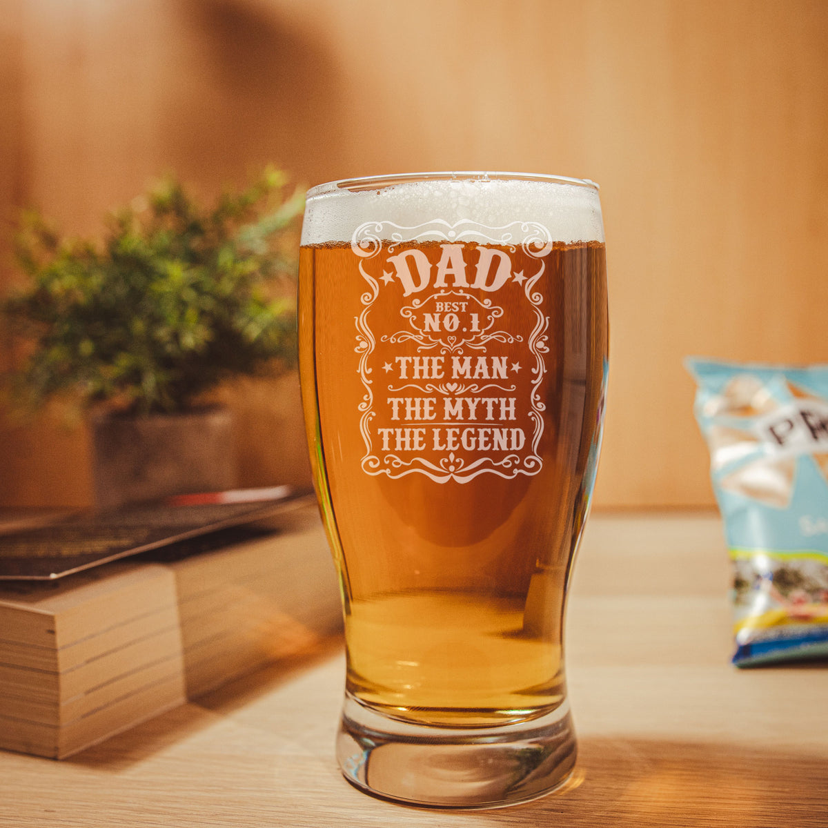 Dad The Man The Myth The Legend Engraved Beer Pint Glass and/or Coaster Set  - Always Looking Good -   