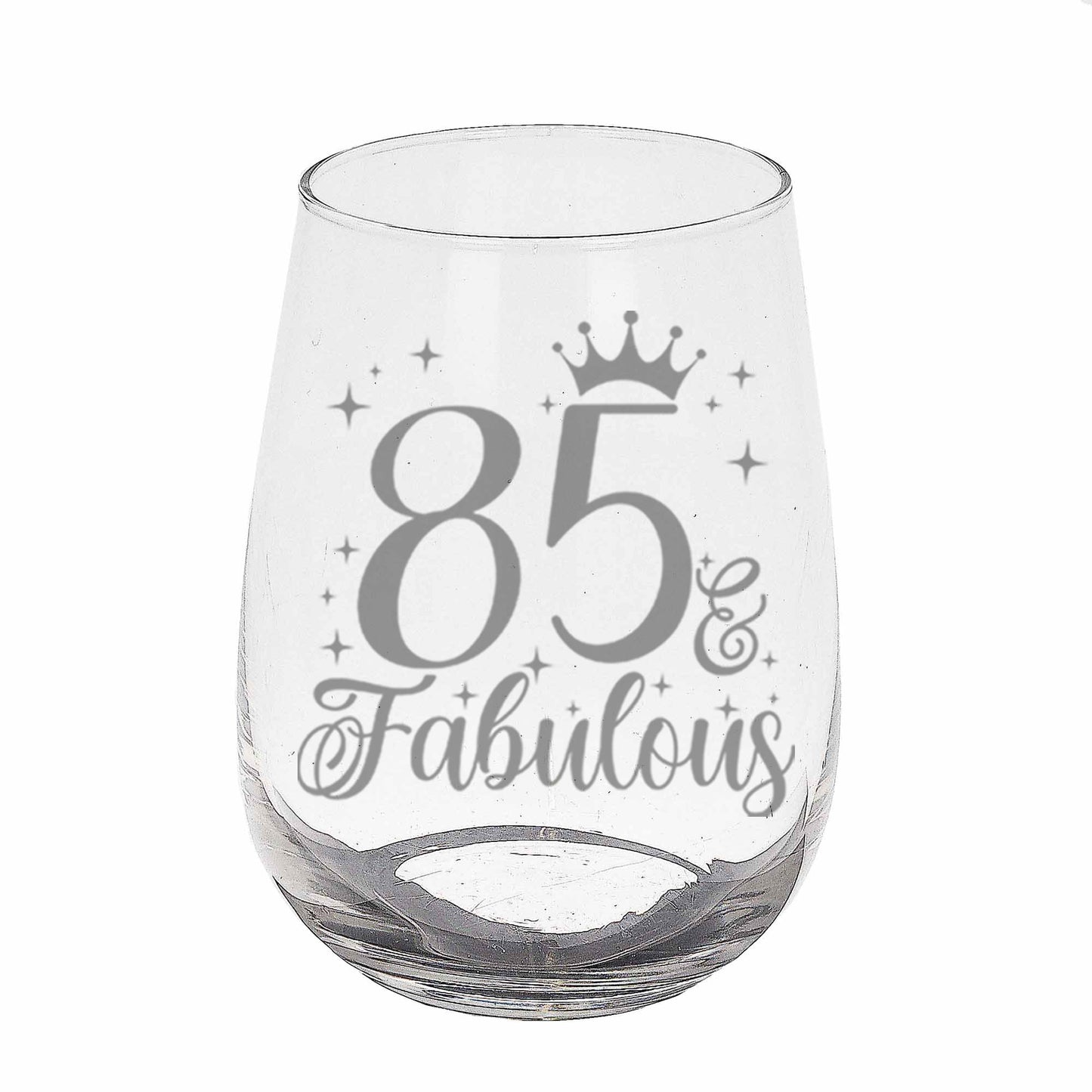 85 & Fabulous Engraved Stemless Gin Glass and/or Coaster Set  - Always Looking Good - Stemless Gin Glass On Its Own  