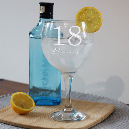 Personalised Engraved Name & Age Gin Glass Gift Set For Birthday Present