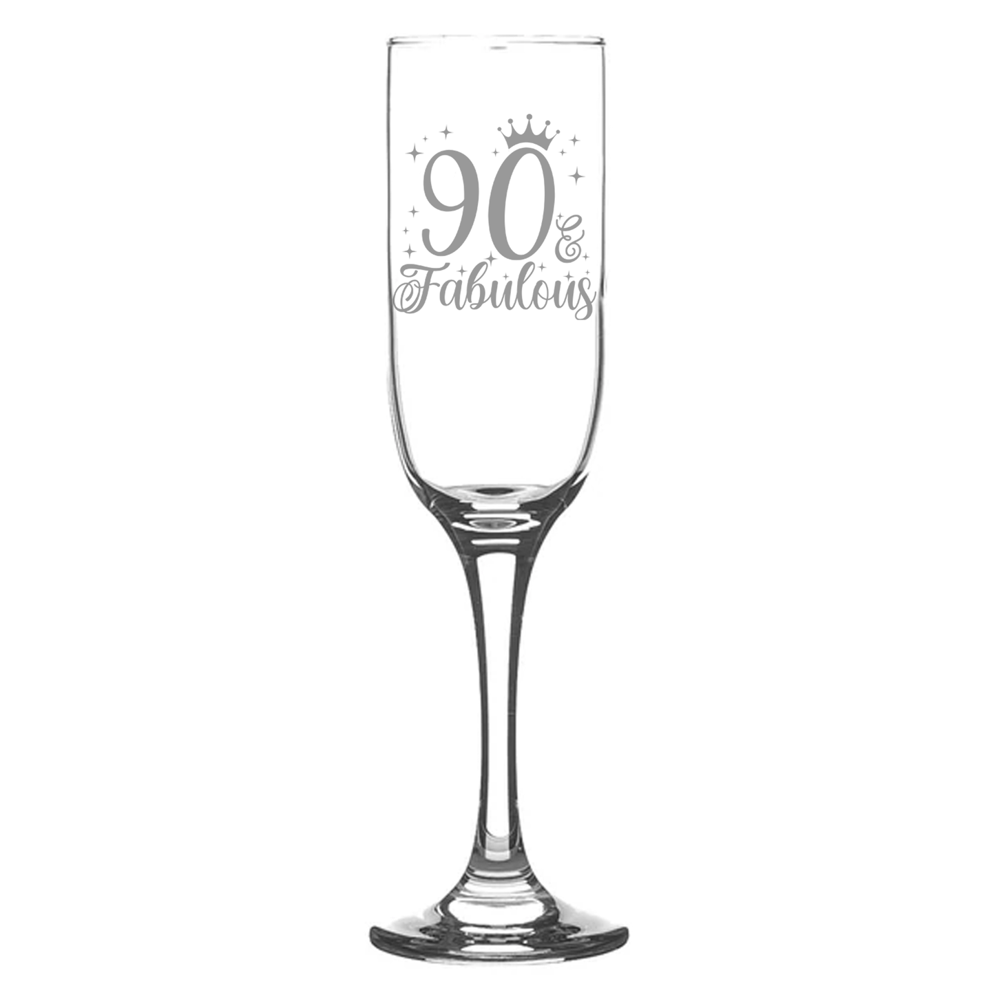 90 & Fabulous Engraved Champagne Glass and/or Coaster Set  - Always Looking Good - Champagne Glass On Its Own  