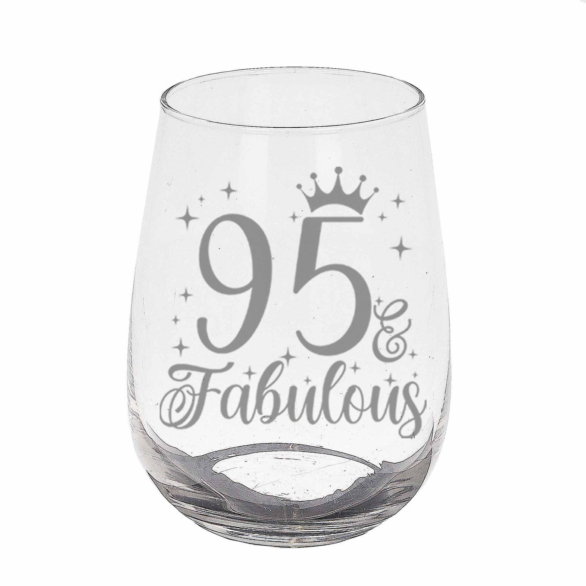 95 & Fabulous Engraved Stemless Gin Glass and/or Coaster Set  - Always Looking Good - Stemless Gin Glass On Its Own  