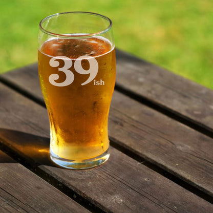 Humorous Birthday Gift Engraved Pint Glass and/or Coaster “AGE'ish”