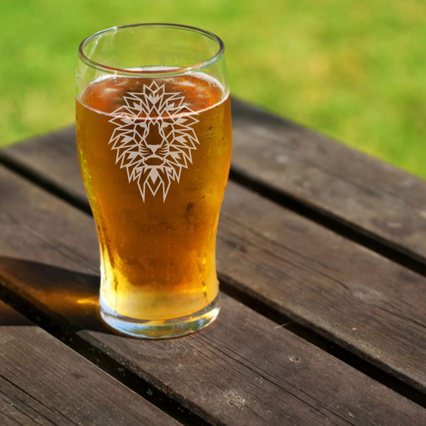 Lion Engraved Beer Pint Glass  - Always Looking Good -   