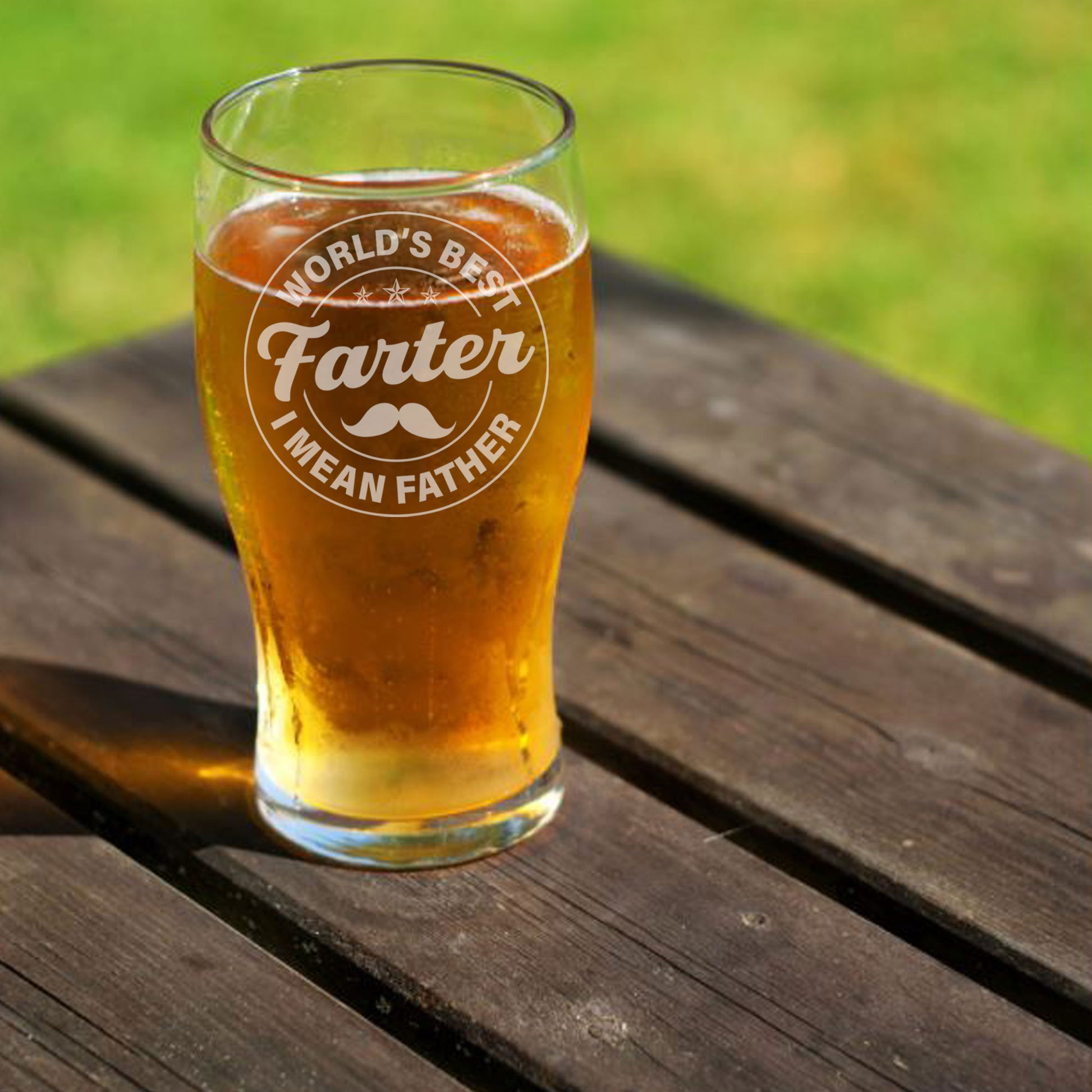 Worlds Best Farter I Mean Father Engraved Beer Glass and/or Coaster Set  - Always Looking Good -   