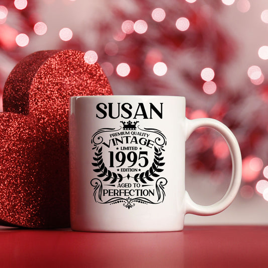 Personalised Vintage Milestone Birthday Mug and/or Coaster (All Ages)