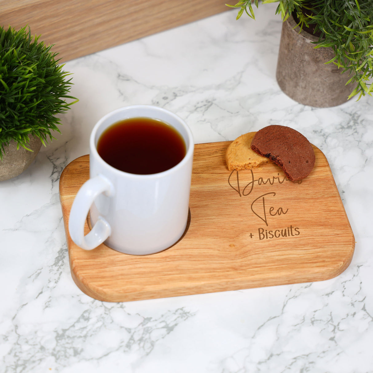 Personalised Tea & Biscuit Engraved Board with Optional Mug