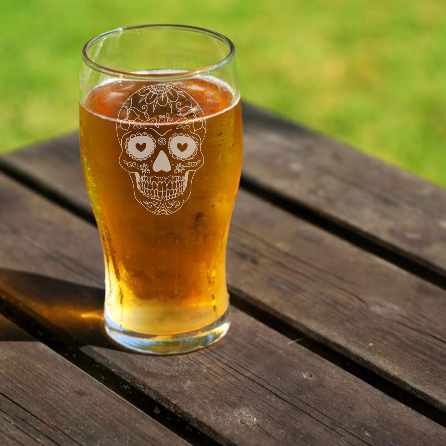 Engraved Sugar Skull Pint Glass  - Always Looking Good -   