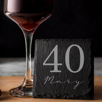 Age & Name Birthday Engraved Glass Coffee Mug & Coaster – Birthday Gift Set
