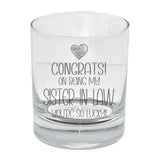 Congrats on Being my Sister-in-Law Whisky Tumbler Birthday Gift