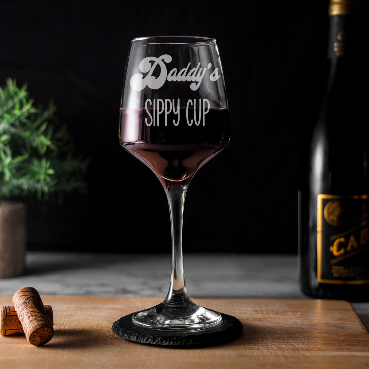 Daddy's Sippy Cup Large Engraved Wine Glass Birthday Gift for Dad