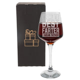 "World's Best Farter I Mean Father" Engraved Wine Glass Gift for Dad