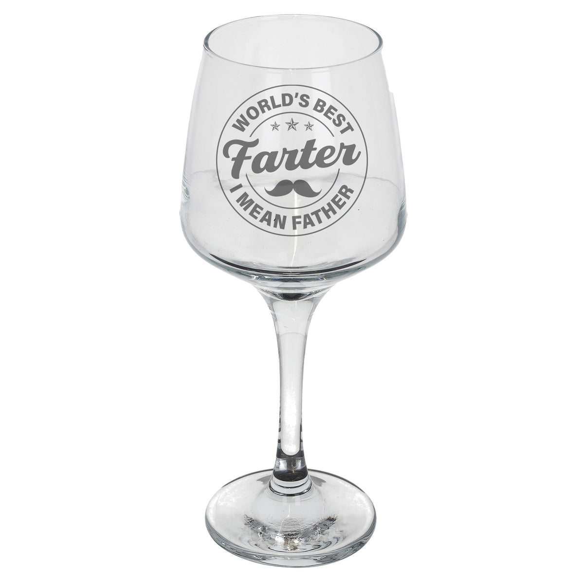 "World's Best Farter I Mean Father" Engraved Wine Glass Gift for Dad