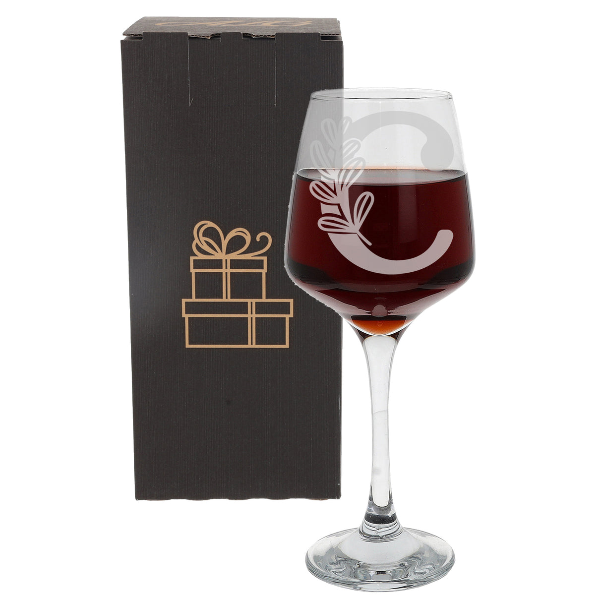 Personalised Floral Monogram Initial Engraved Wine Glass Gift
