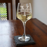 Personalised Split Monogram Engraved Large Wine Glass Birthday Gift