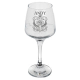 Vintage Any Year All Ages Engraved Birthday Wine Glass