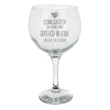 Congrats on Being my Brother-in-Law Engraved Stemmed Gin Glass Birthday Gift