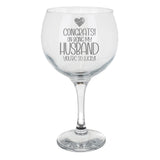 Congrats on Being my Husband Engraved Gin Glass Birthday Gift