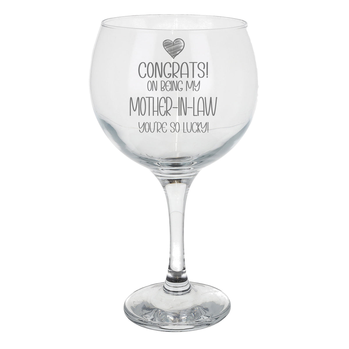 Congrats on Being my Mother-in-Law Engraved Stemmed Gin Glass Birthday Gift