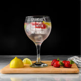 Grandad The Man The Myth The Bad Influence Stemmed Gin Glass Birthday Gift
