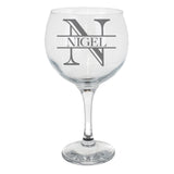 Personalised Split Monogram Engraved Stemmed Gin Glass Birthday Gift