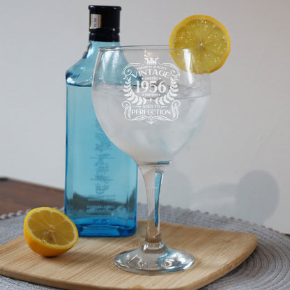 Vintage Any Age Engraved Goblet Gin Glass – Personalised Birthday Gift