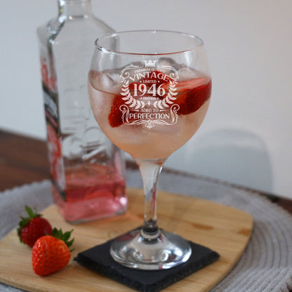 Vintage Any Age Engraved Goblet Gin Glass – Personalised Birthday Gift