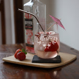 Booze and Besties Engraved Stemless Gin Glass Birthday Gift for Best Friend