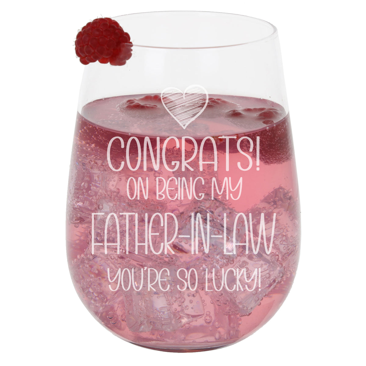 Congrats on Being my Father-in-Law Engraved Stemless Gin Glass Birthday Gift