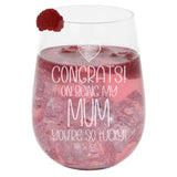 Congrats on Being my Mum Engraved Stemless Gin Glass Birthday Gift for Mum
