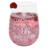 Congrats on Being my Son Engraved Stemless Gin Glass Birthday Gift for Son