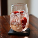 Congrats on Being my Wife Engraved Stemless Gin Glass Birthday Gift for Wife