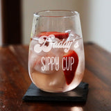 Funny Daddy's Sippy Cup Stemless Gin Glass Birthday Gift For Dad