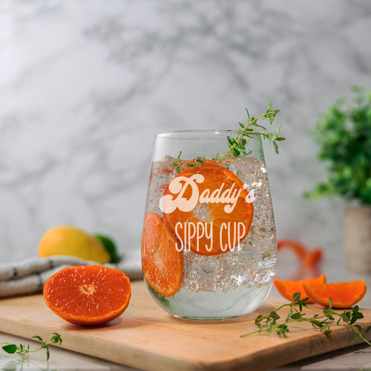 Funny Daddy's Sippy Cup Stemless Gin Glass Birthday Gift For Dad