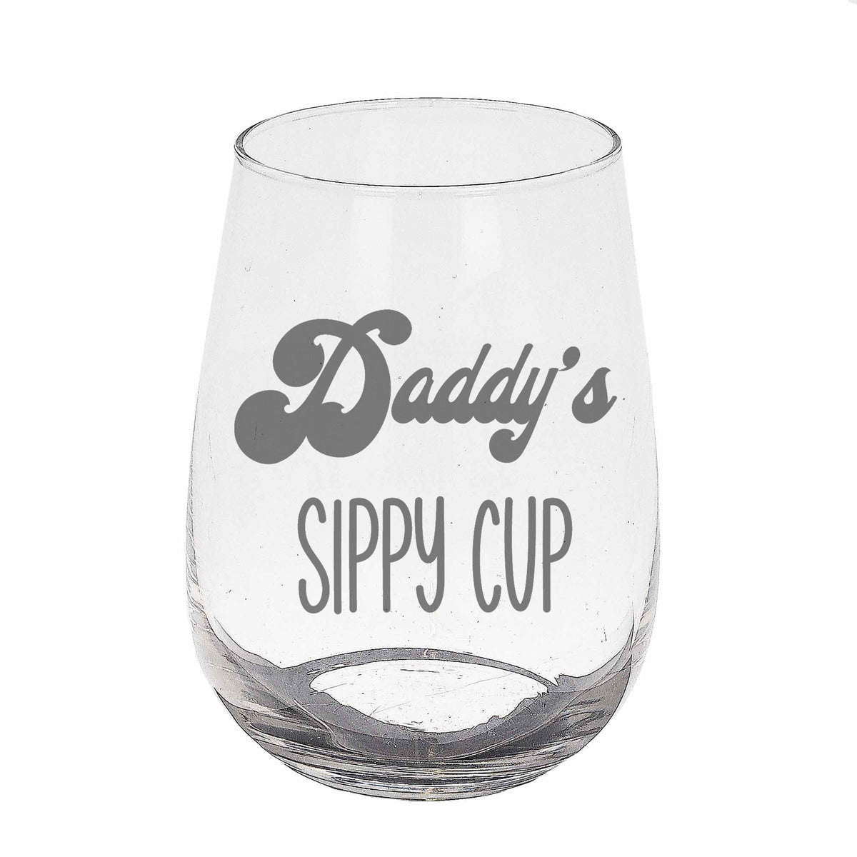 Funny Daddy's Sippy Cup Stemless Gin Glass Birthday Gift For Dad
