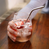 Funny Daddy's Sippy Cup Stemless Gin Glass Birthday Gift For Dad