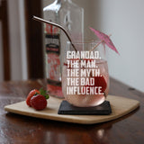 Grandad The Man The Myth The Bad Influence Stemless Gin Glass Birthday Gift