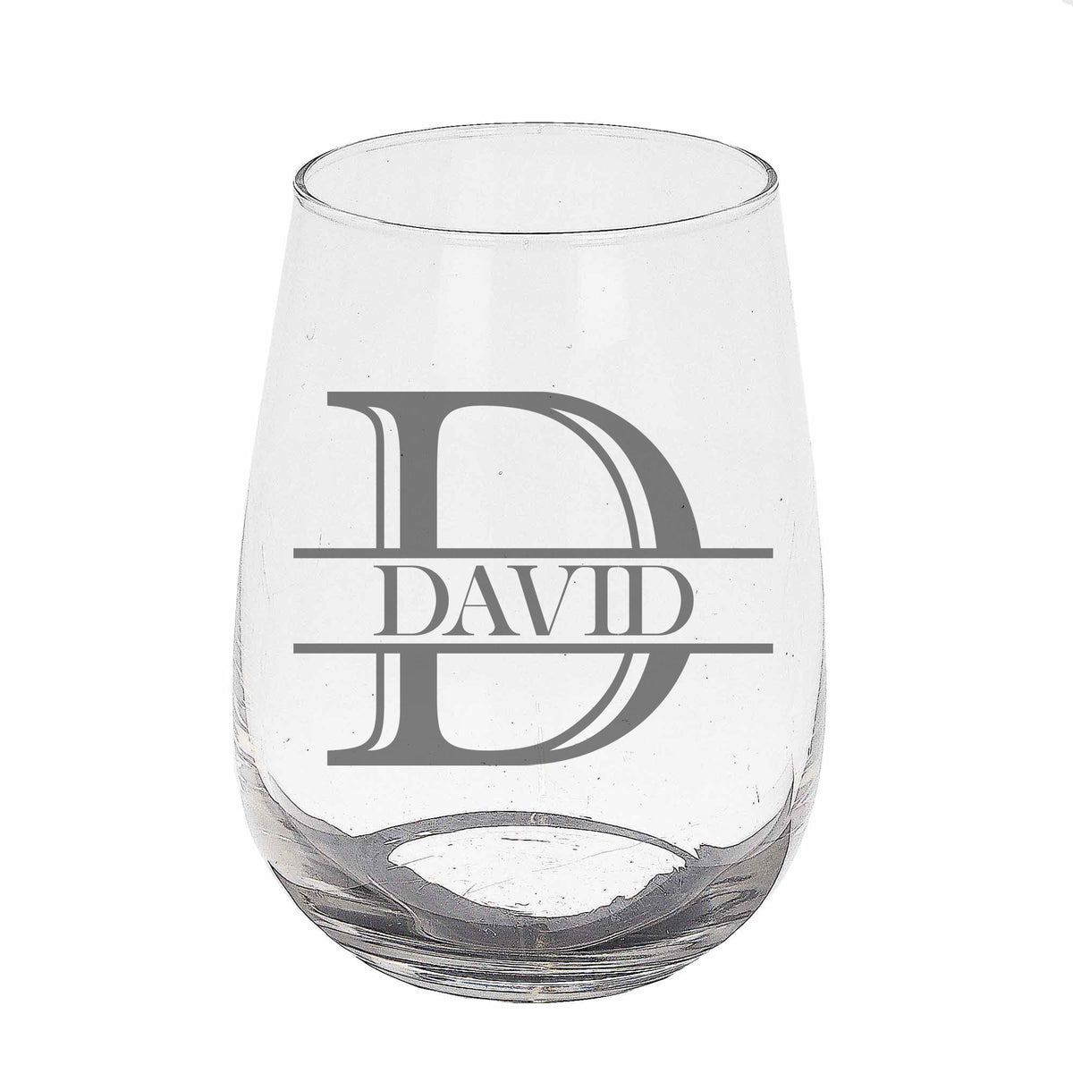 Personalised Split Monogram Stemless Gin Glass