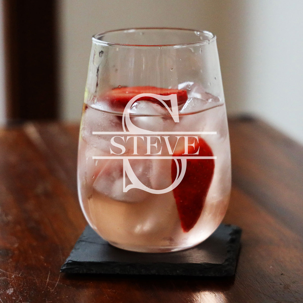 Personalised Split Monogram Stemless Gin Glass