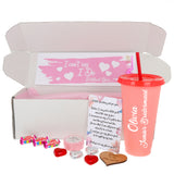 Personalised Flower Girl Proposal Gift – Pink Juice Cup Keepsake