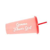 Personalised Flower Girl Proposal Gift – Pink Juice Cup Keepsake
